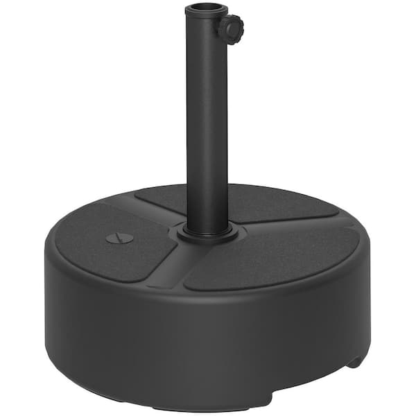 Outsunny Patio Umbrella Base Holder, HDPE Outdoor Umbrella Stand, Filled Up to 44 lbs. with Stand or 40 lbs. with Water in Black