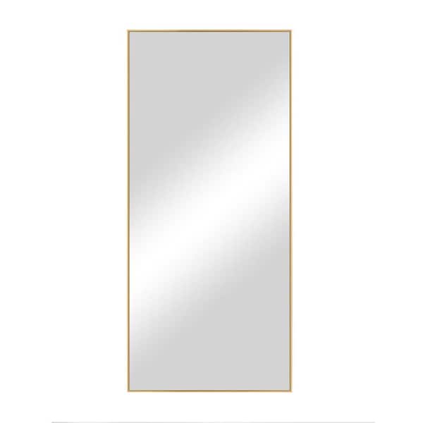 Dovelina 47 in. x 22 in. Small Modern Rectangle Framed Gold Aluminum Alloy Wall Mounted Decorative Mirror