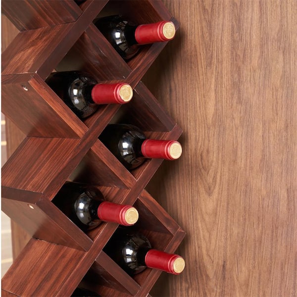 5 Five Simply Smart Tabletop Wooden Wine Rack for 8 Bottles Brown