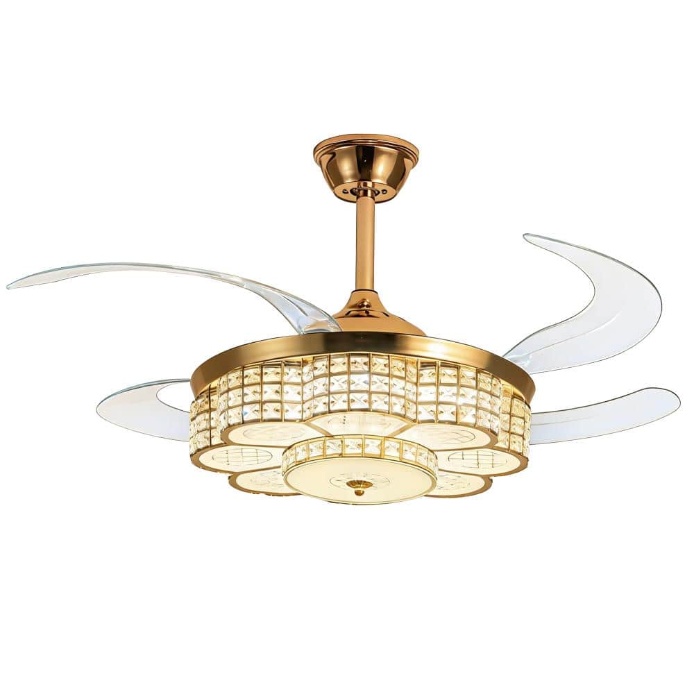 48 in. Retractable Blade Downrod Mount Ceiling Fan with Light, Remote Control, Quiet Reversible Motor,6-Speed Adjustable price history on PriceWatchPro