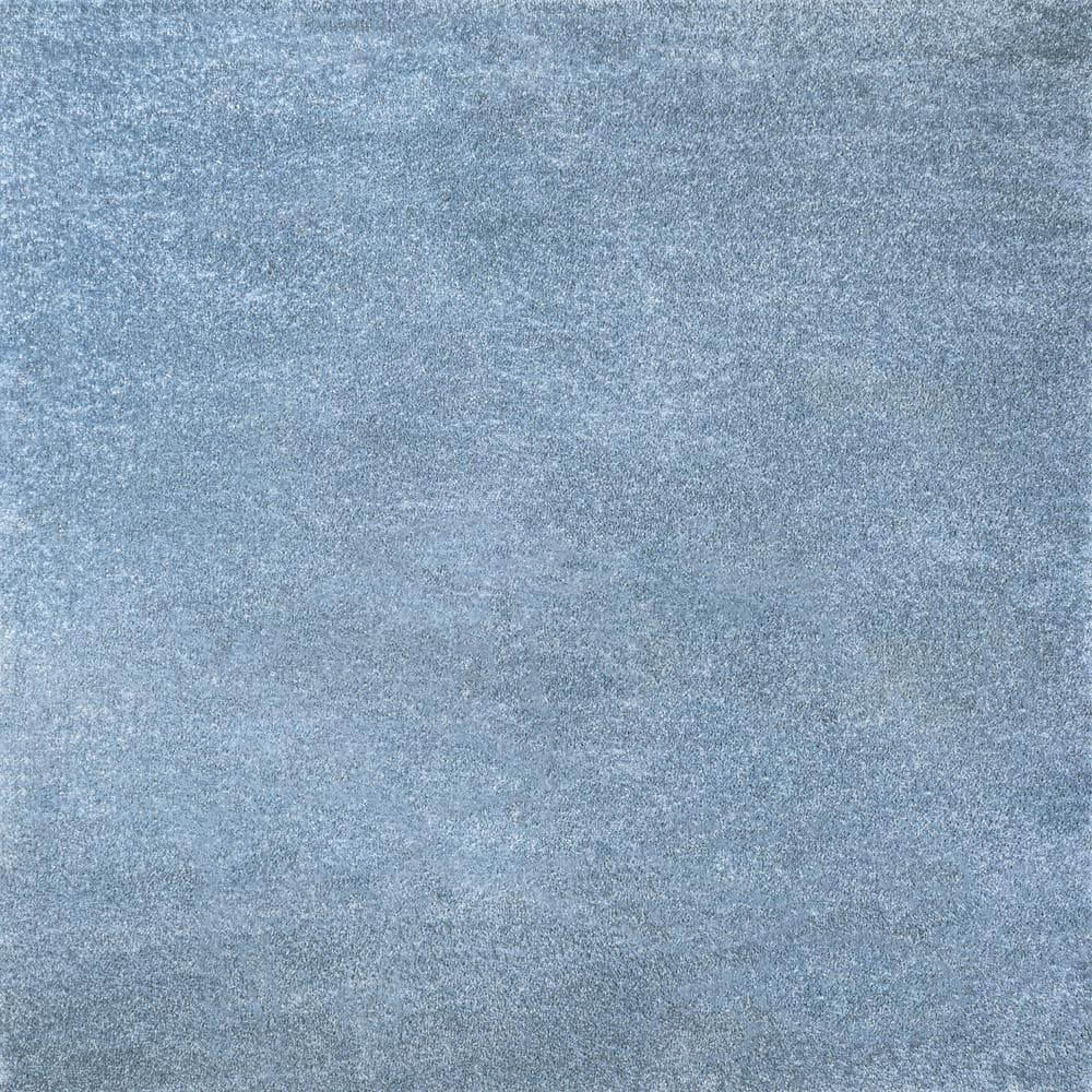 Classic Blue 7' Square Low-Pile Synthetic Area Rug