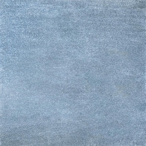 Haze Solid Low-Pile Classic Blue 7 ft. Square Area Rug