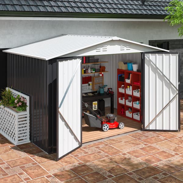 VIWAT 8 ft. W x 6 ft. D Outdoor Metal Shed Storage with Updated