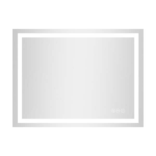 30 in. W x 48 in. H Rectangular Frameless LED Light Anti-Fog Wall Mirror Bathroom Vanity Mirror Adjustable Bright