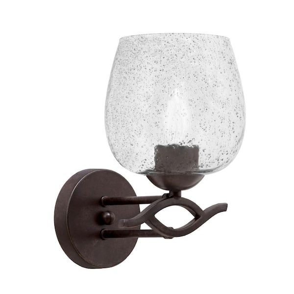 Unbranded Revo 1-Light Dark Granite Wall Sconce 6 in. Smoke Bubble Glass