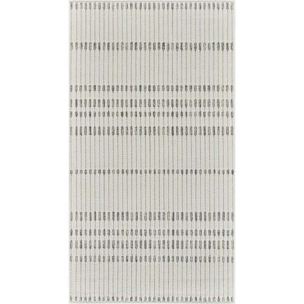 Maise Cream Beige 3 ft. x 5 ft. Modern Abstract Indoor Doormat Runner Rug
