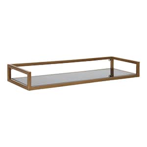Blex 8 in. x 24 in. x 3 in. Gold/Black Metal Floating Decorative Wall Shelf Without Brackets