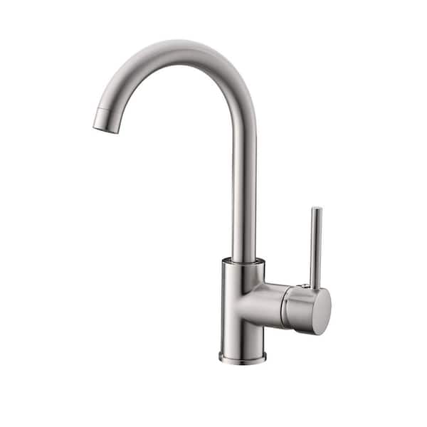 Single Handle Deck Mount Standard Kitchen Faucet in Brushed Nickel