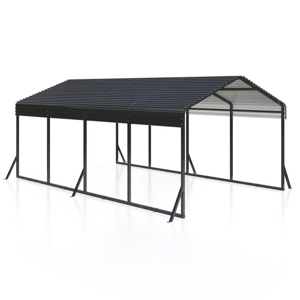 12 ft. W x 20 ft. D Metal Carport, Car Canopy and Shelter，Grey