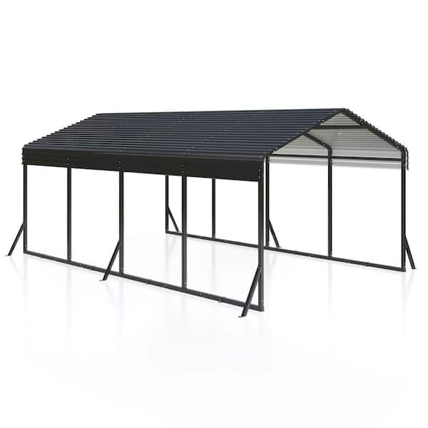 12 ft. W x 20 ft. D Metal Carport, Car Canopy and Shelter，Grey