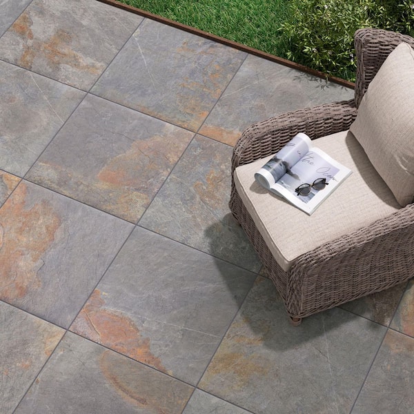 Corso Italia Flagstone Gold 24 in. x 24 in. x 0.75 in. Stone Look Porcelain Paver