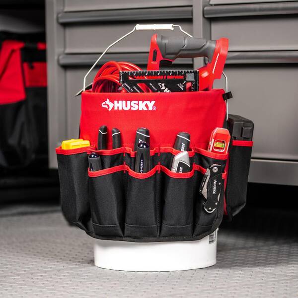12 in. Heavy Duty Water Resistant 5 Gallon Bucket Storage Tool Bag with 30 pockets to store tools and accessories 12 in. Heavy Duty Water Resistant 5 Gallon Bucket Storage Tool Bag with 30 pockets to store tools and accessories