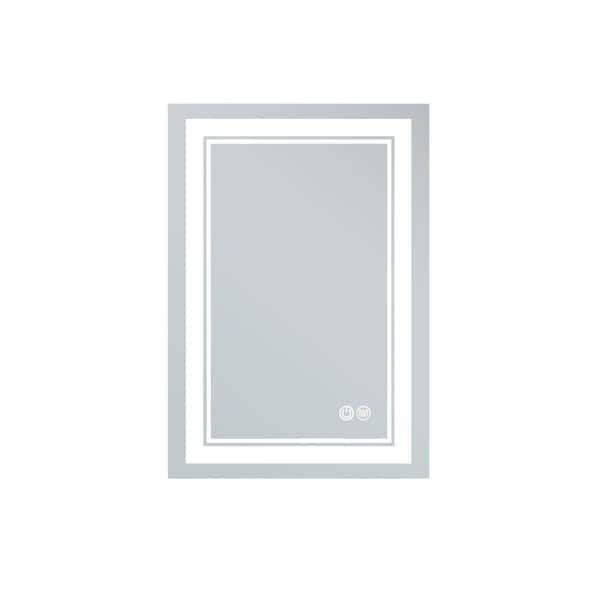 taholi 28 in. W x 36 in. H Small Rectangular Frameless Vertical and Horizontal Led Light Anti-Fog Wall Bathroom Vanity Mirror