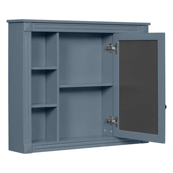 Zeus & Ruta 35 in. W x 29 in. H Gray Blue Rectangular Wood