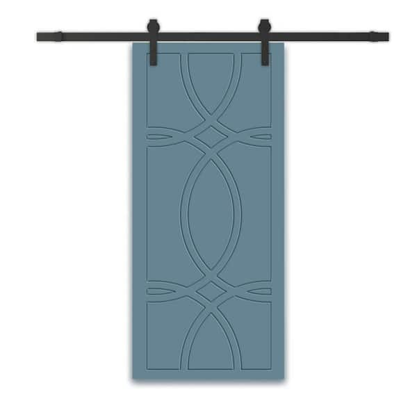 CALHOME 36 in. x 96 in. Dignity Blue Painted Composite MDF Sliding Barn Door with Hardware Kit