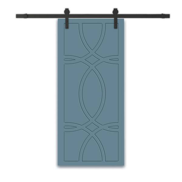 CALHOME 42 in. x 96 in. Dignity Blue Painted Composite MDF Paneled Interior Sliding Barn Door with Hardware Kit