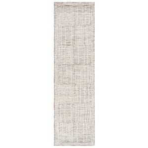 Abstract Brown/Ivory 2 ft. x 8 ft. Checkered Unitone Runner Rug