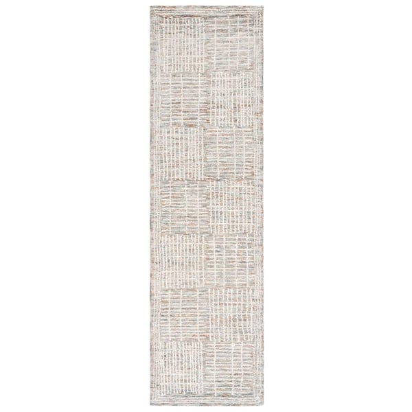 SAFAVIEH Abstract Brown/Ivory 2 ft. x 8 ft. Checkered Unitone Runner Rug