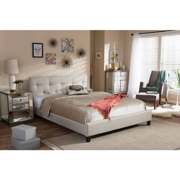 Baxton Studio Annette Beige Queen Upholstered Bed 28862 5137 HD