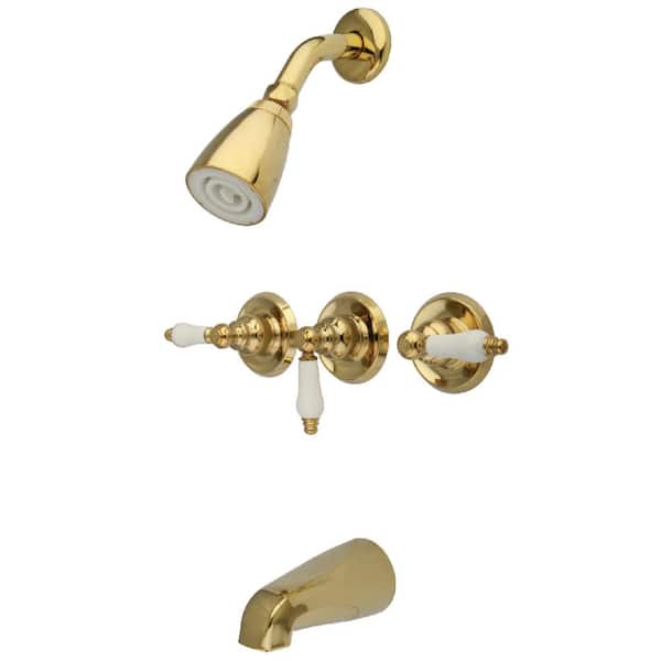 Victorian 3-Handle 1-Spray Tub and Shower Faucet 2 GPM in Polished Brass