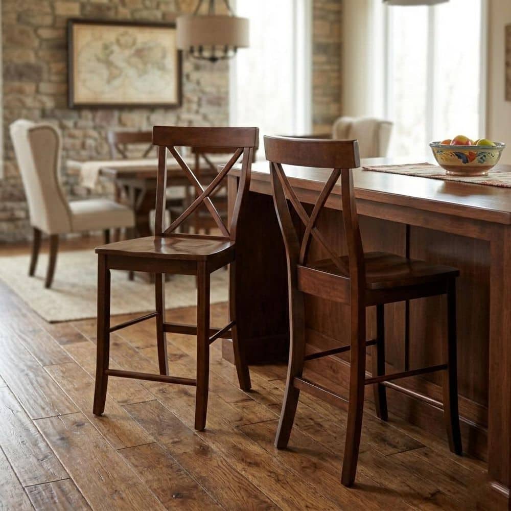 International Concepts X Back 24 in. Espresso Bar Stool S581-6132