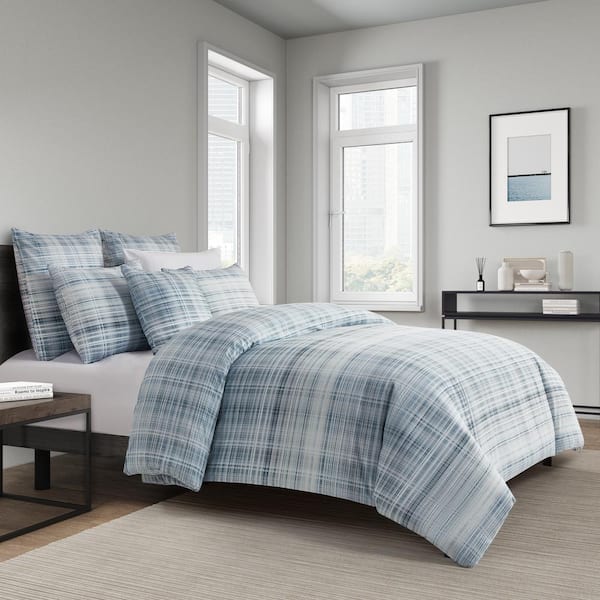 Peyton Blue Cotton Full/Queen 3 pc. Duvet Cover Set
