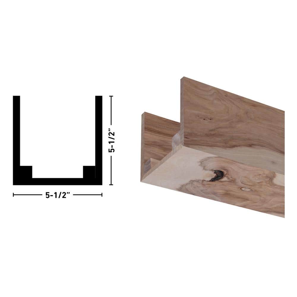 Rustic Hickory Unfinished U-Shaped Decorative Beam