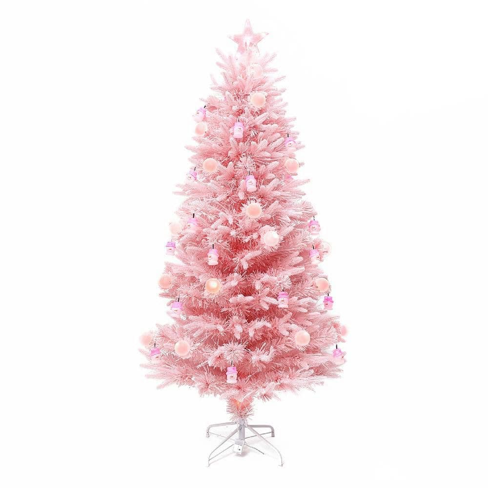 6 ft. Prelit Pink Cherry Blossom Artificial Christmas Tree with Fiber Optic Lights and Snowman Star Topper price history on PriceWatchPro