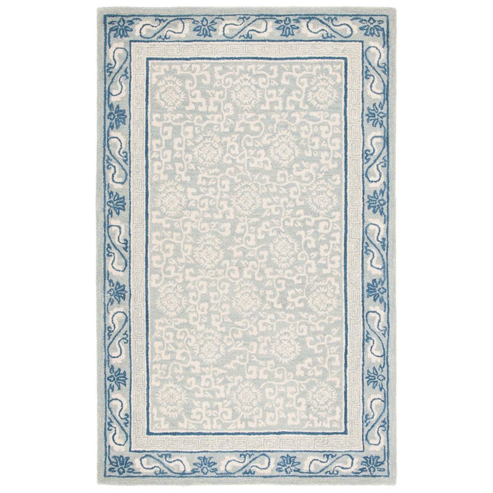 Blue Bordered Rug SAFAVIEH Antiquity 4 ft. x 6 ft. Light Blue/Ivory Paisley Border Area ...