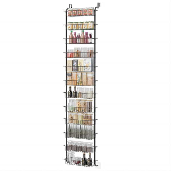 Oumilen 12-Tier Over the Door Hanging Pantry Door Storage with 12 Baskets Behind the Closet Door Storage Black