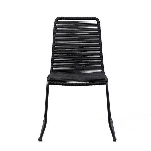 Black Steel Armless Dining Chair Without Cushion