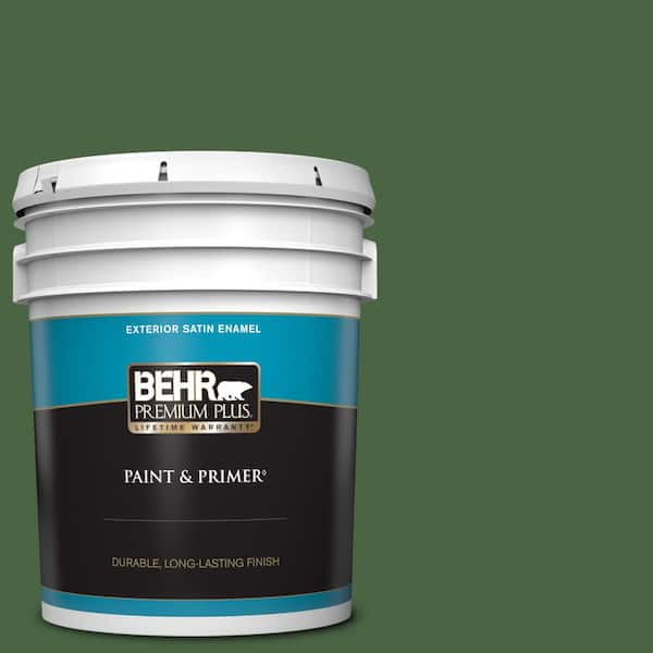 BEHR PREMIUM PLUS 5 gal. #S400-7 Deep Viridian Satin Enamel Exterior Paint & Primer