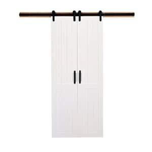 42 in. x 84 in. Vertical Plank Primed Solid Wood Split Barn Door with Hardware Kit