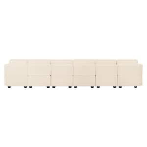 164.38 in. W Faux Leather 6-Seater Living Room Modular Sectional Sofa for Streamlined Comfort in Beige