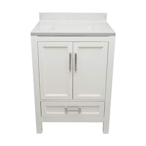 Nevado 25 in. W x 19 in. D x 36 in. H Bath Vanity in White with White Cultured Marble Top Single Hole