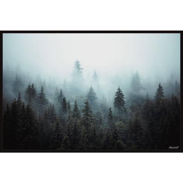 Unbranded "Foggy Pine Forest" by Marmont Hill Floater Framed Canvas Nature Art Print 40 in. x 60 in.