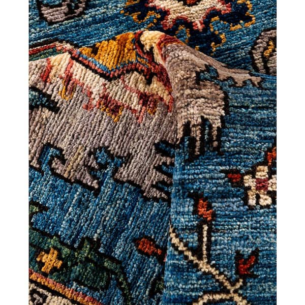 Serapi Light Blue 8 ft. x 10 ft. Tribal Wool Indoor Area Rug