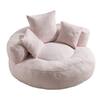 HOMEFUN Modern Comfy Pink Chenille Upholstery Bean Bag Round Accent Arm Chair HFHDSN-777PK