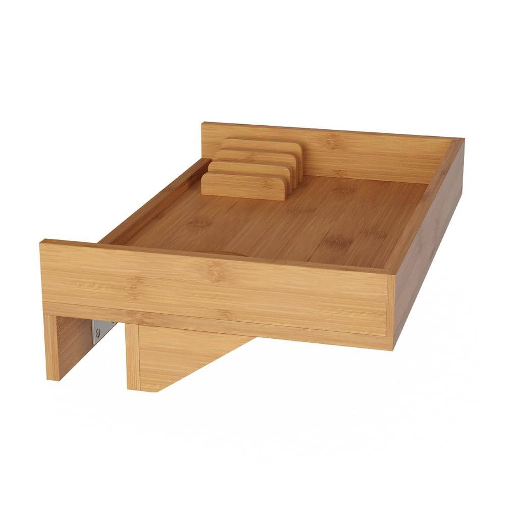 Lavish Home 13.8 in. x 9 in. x 3.75 in. Bamboo Clamp-On Bedside Shelf