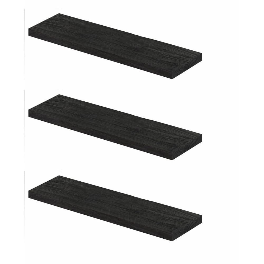 24 in. W x 6.7 in. D Black Floating Shelves Decorative Wall Shelf (Set of 3