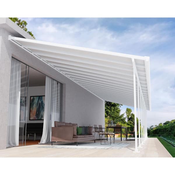 Feria 13 ft. x 42 ft. White/White Aluminum Patio Cover