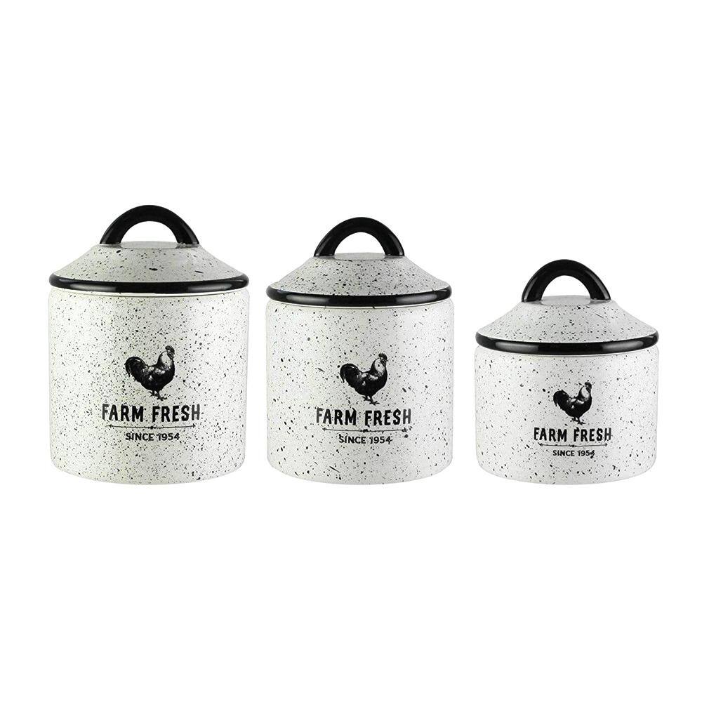 American Atelier Farm Fresh Ceramic Canisters With Lid Set Of 3