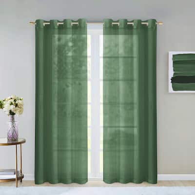 Sage Extra Wide Grommet Sheer Curtain - 55 in. W x 84 in. L