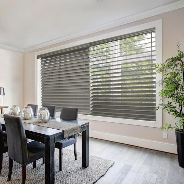 Home Decorators Collection Driftwood Gray Cordless Premium Faux Wood blinds with 2.5 in Slats - 69.5 in W x 72 in L (Actual Size 69 in W x 72 in L)