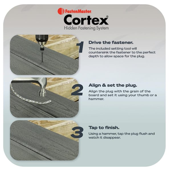 FastenMaster Collated Cortex Hidden Fastening System for Trex Transcend Decking - 2-1/2 in. screws and plugs in Spiced Rum (50 LF)