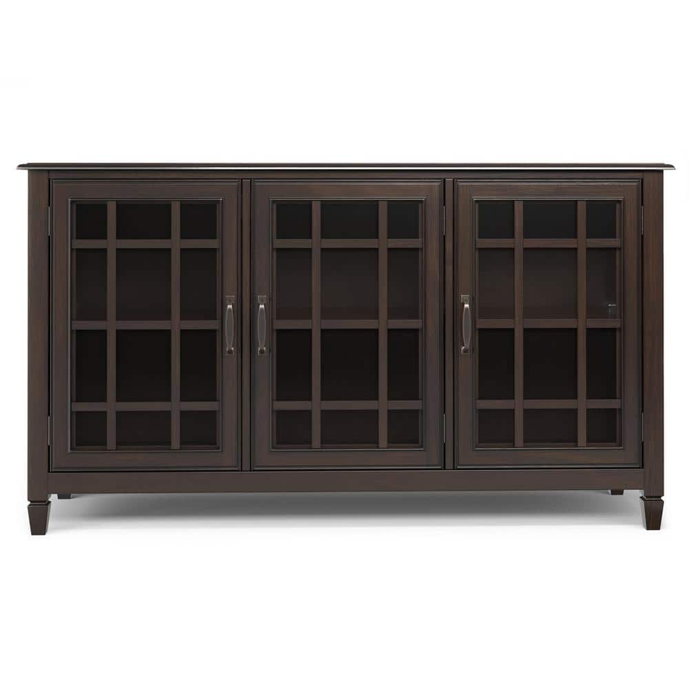 Chestnut Brown Solid Wood Office Storage Cabinet with Adjustable Shelving