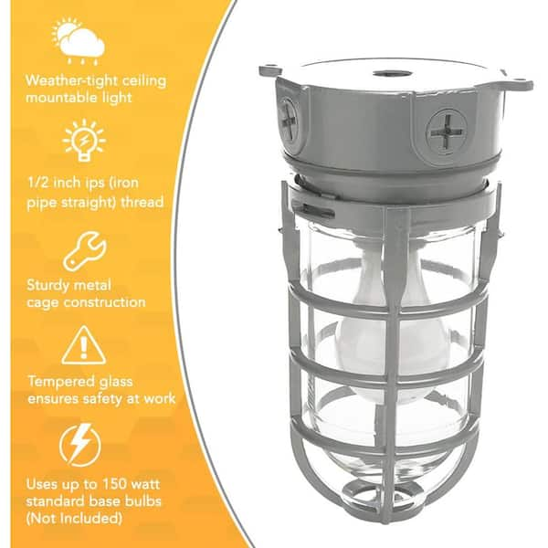 Southwire Industrial 1-Light Gray Outdoor Weather Tight Flushmount