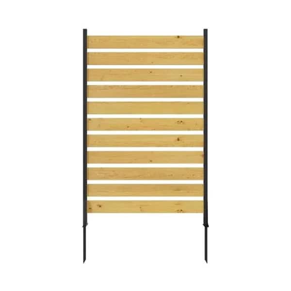 72.8 in. H Cedar Natural Wood Privacy Screen Outdoor Garden Fence with Aluminum Frame & Rust-Resistant for AC (1-Panel)