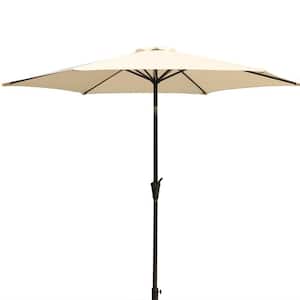 8.8 ft. Aluminum Outdoor Market Umbrella With Round Base and Crank Lift in Creme