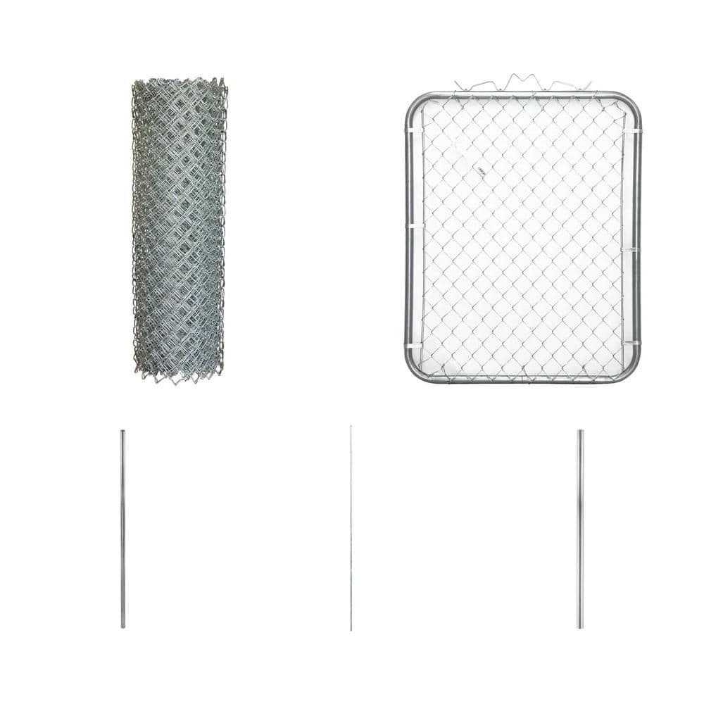 Everbilt 4 ft. x 50 ft. Galvanized Chain Link Fencing BUNDLE: Complete Yard  Kit with Walk Gate, Posts & Hardware - The Home Depot